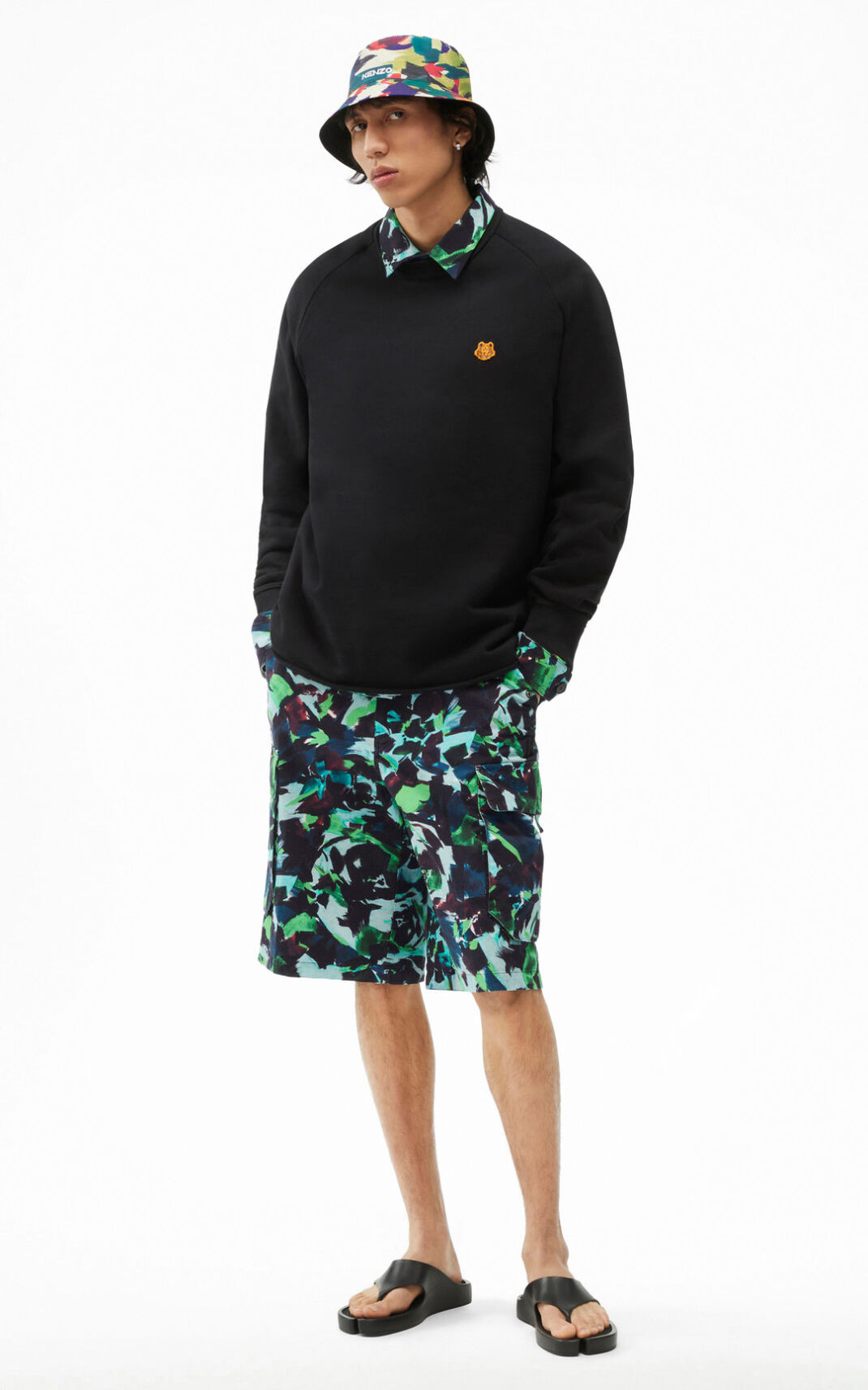 Kenzo Tiger Crest oversized Dukserice Muške - Crne - Hrvatska KGQJUI270